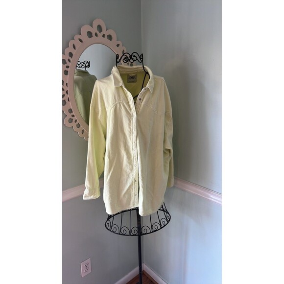 Zara Women’s Sz M Up Shirt Jacket Neon Long Sleeve - Picture 7 of 8